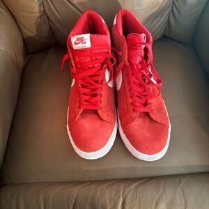 Nike SB Blazer Mid Red Suede Skate Shoes | Men’s